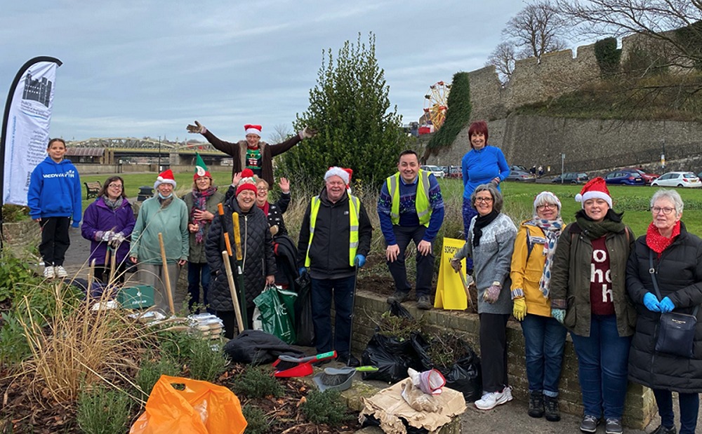 Some of our volunteers dressed festively for gardening in December