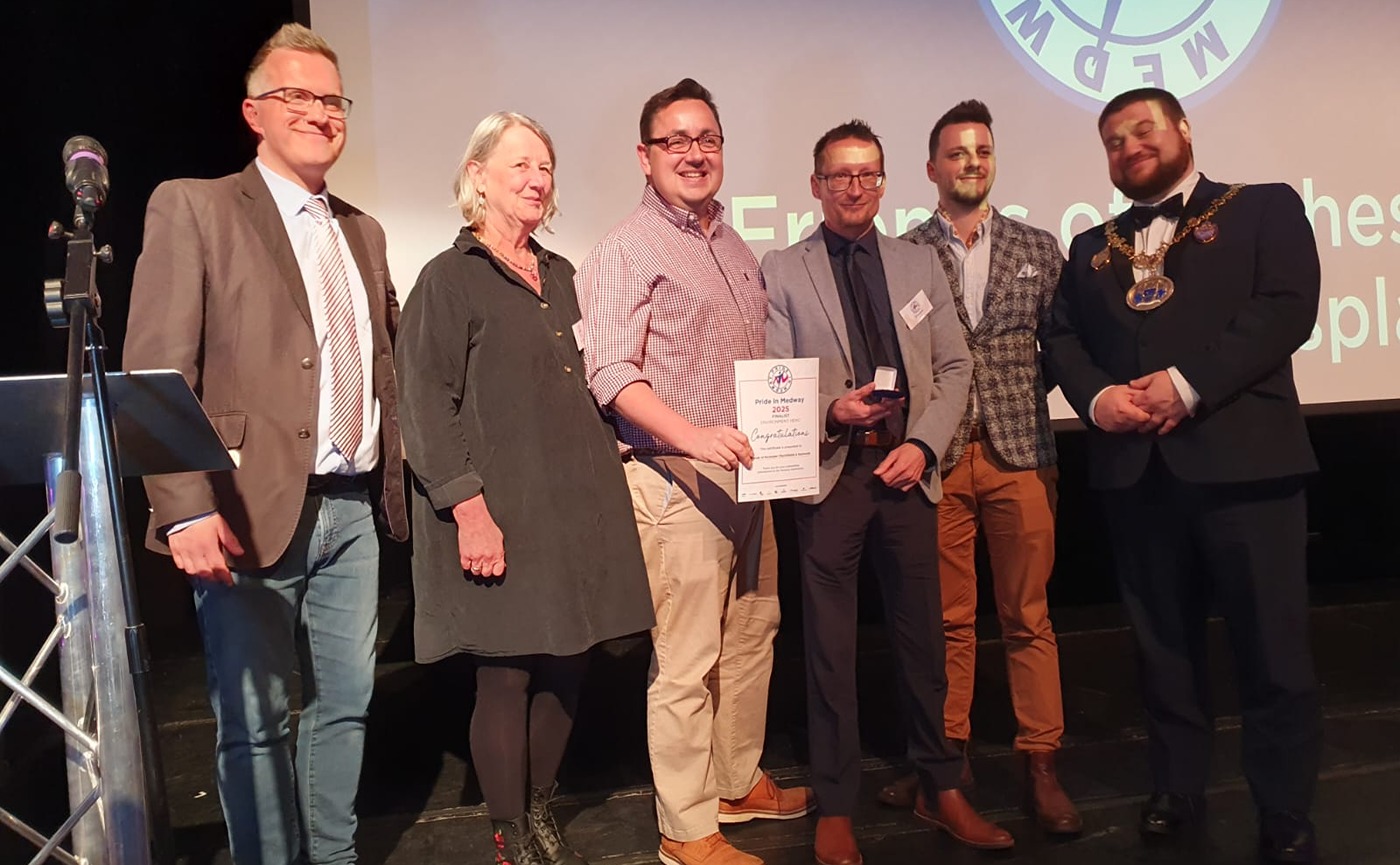 Four FoRCE Committee Members are presented with a Finalist's Certificate at the Pride In Medway Awards 2025